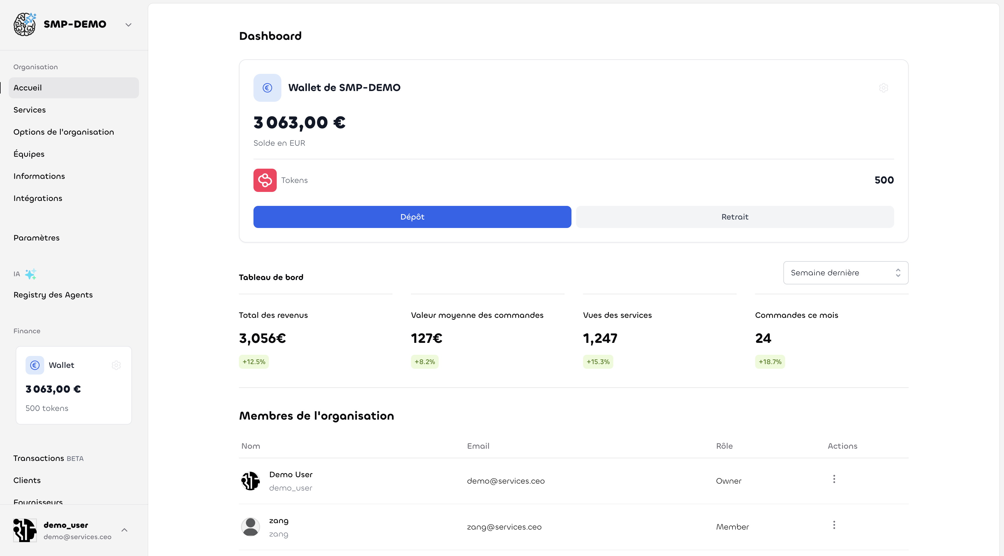 Capture d'écran de la fonctionnalité Créez Votre Entreprise en Un Clic