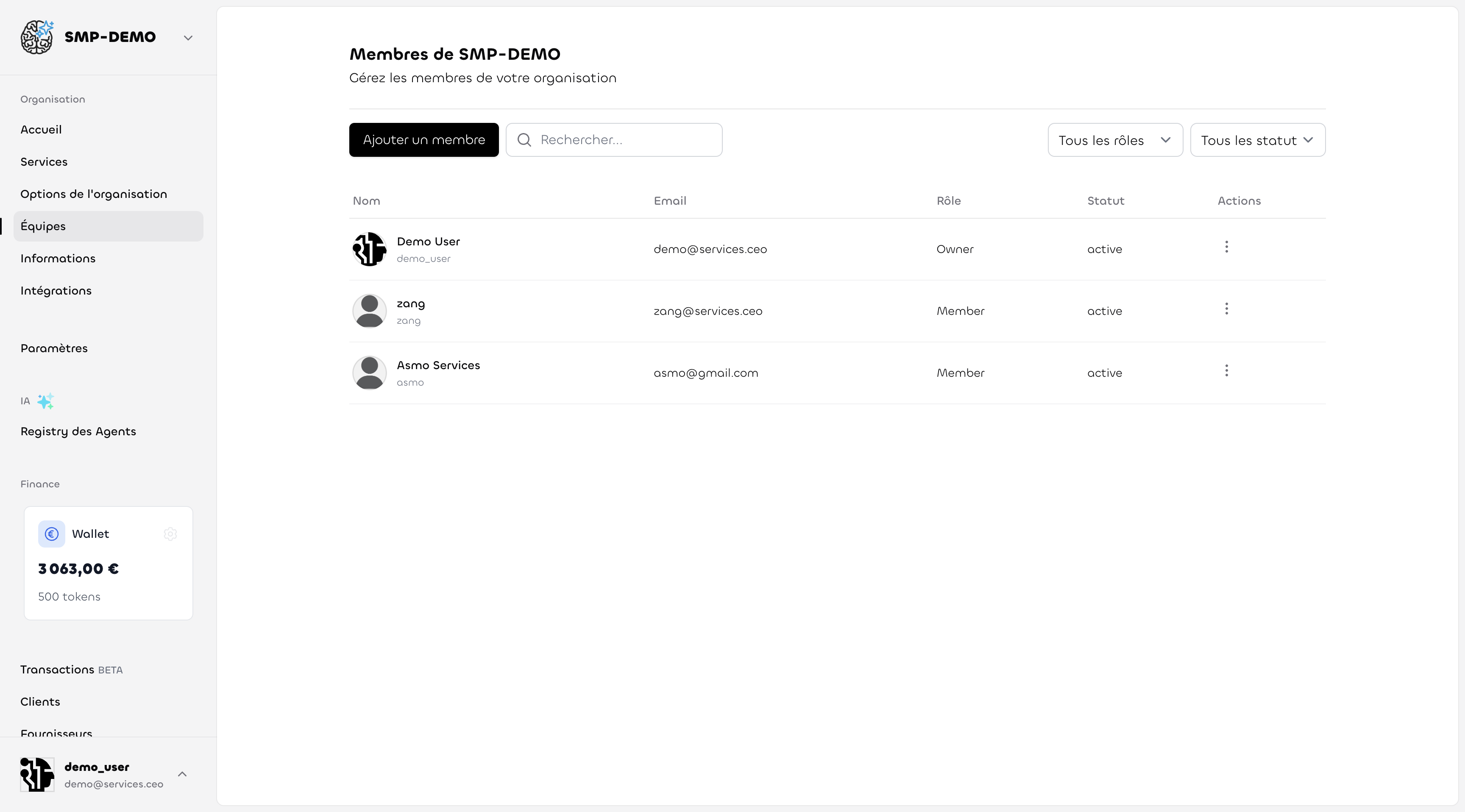 Capture d'écran de la fonctionnalité Réseau d'Affiliation Performant