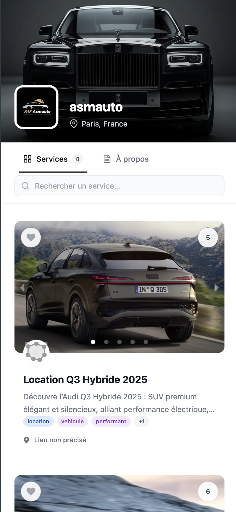 Services Dashboard on Mobile