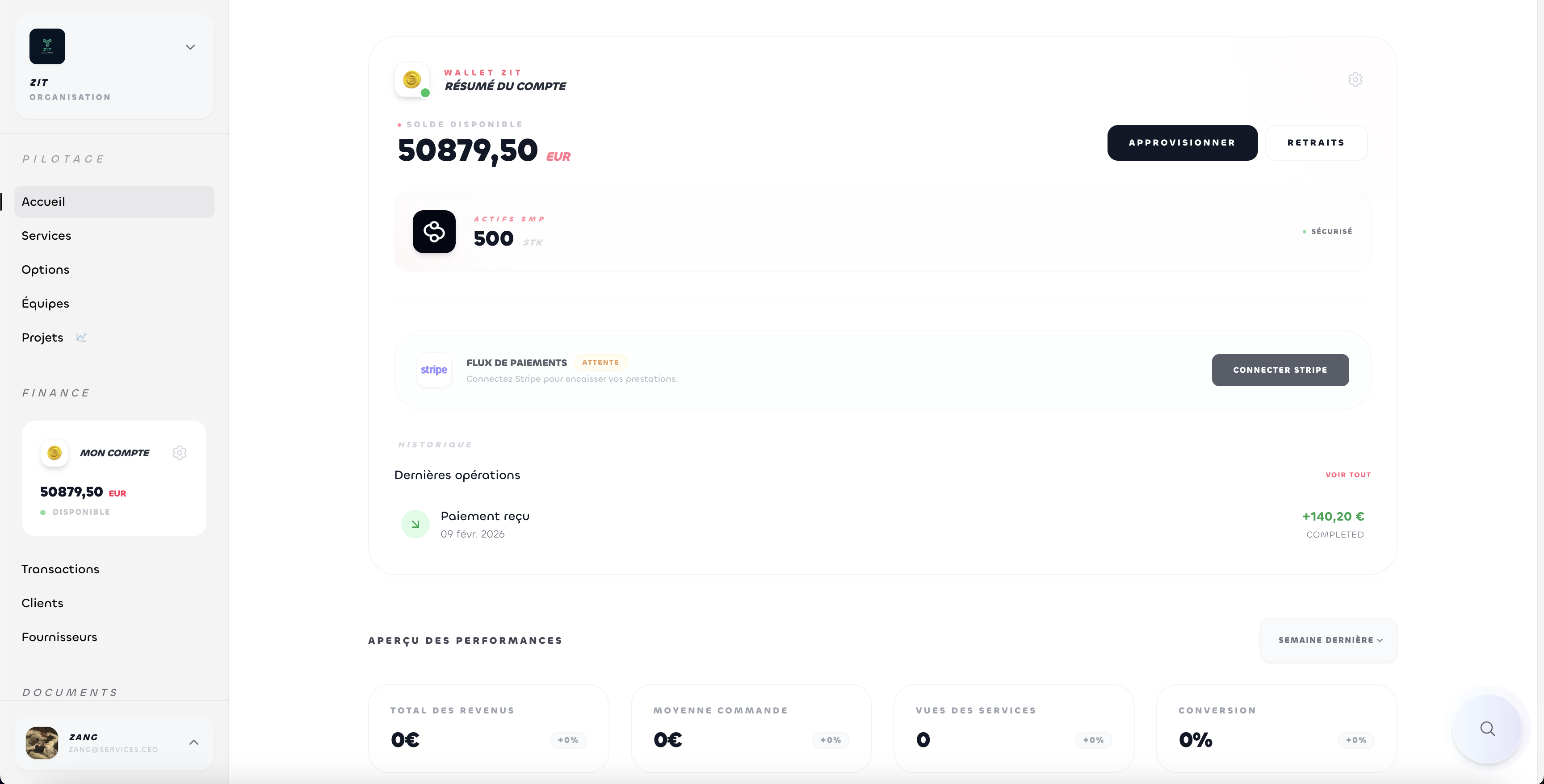 Capture d'écran de la fonctionnalité Lancez votre activité en un clic